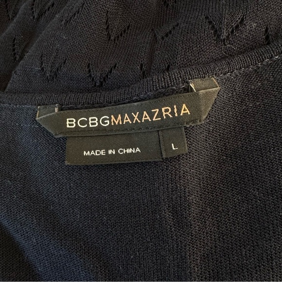 BCBG Max Azria navy empire waist knit navy midi dress size Large - Picture 7 of 8